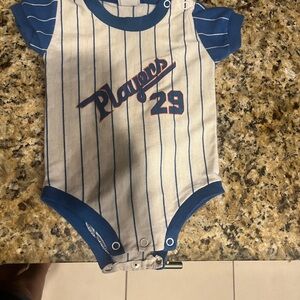 Buster Brown Blue and White Baby Onesie